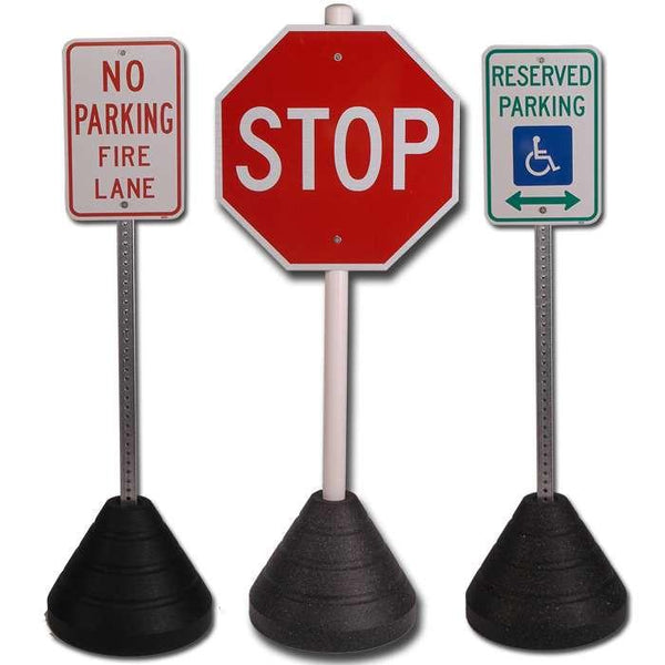 Black Rubber Sign Base- 60 lbs-Traffic & Parking Lot Signs-RubberForm-Black Sign Base 60 lbs.-Round Post Hole NO Sign Post Included-Sealcoating.com