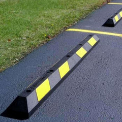 Recycled Rubber Parking Block Heavy-DS Series-Wheel Stops & Bumper Blocks-RubberForm-White Stripe Designer Block-Sealcoating.com