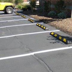 Recycled Rubber Parking Block Heavy-DS Series-Wheel Stops & Bumper Blocks-RubberForm-White Stripe Designer Block-Sealcoating.com