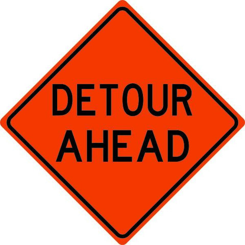 Detour Ahead-Construction Signs-Municipal Supply & Sign Co.-36" x 36"-0.8-No Holes-Sealcoating.com