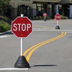 Black Rubber Sign Base- 60 lbs-Traffic & Parking Lot Signs-RubberForm-Black Sign Base 60 lbs.-Round Post Hole NO Sign Post Included-Sealcoating.com