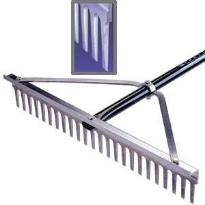 24" Chisel Tooth Rake, 66" Blue Powder-Coated Aluminum Handle-Aluminum Rakes-Seymour Midwest-Default-Sealcoating.com