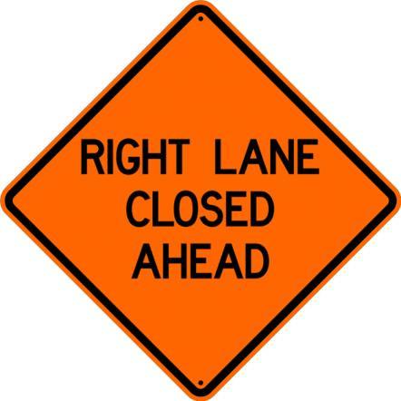 Right Lane Closed Ahead-Construction Signs-Municipal Supply & Sign Co.-Default-Sealcoating.com